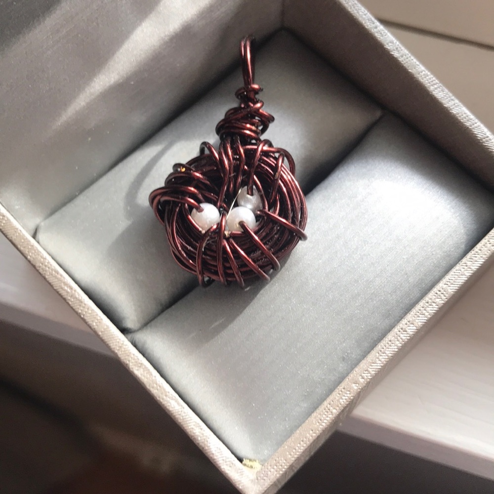 Handmade egg nest pendant